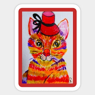 Colourful Cat and her Red Hat Sticker